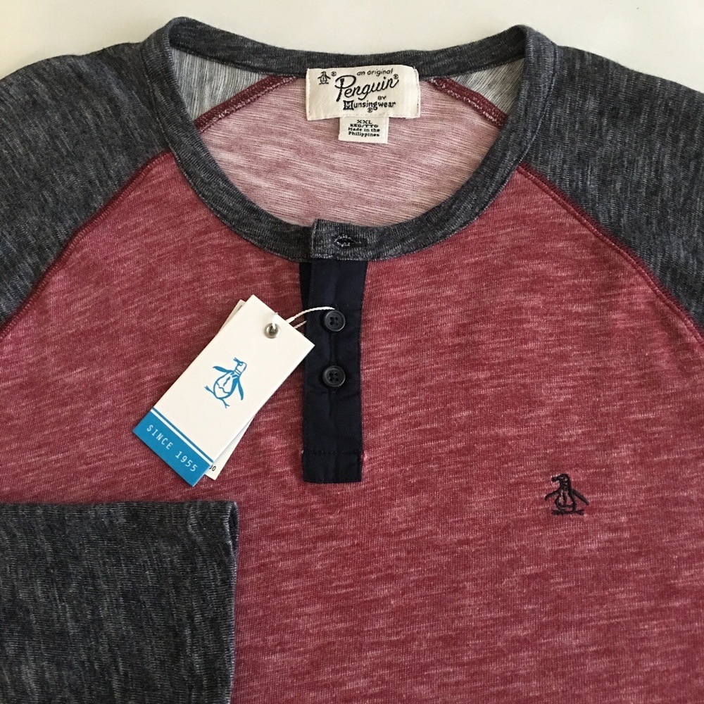 Original Penguin Color Block Slub Raglan Henley - Picture 1 of 6